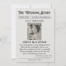 Elegant Vintage "The Wedding Story" Save the Date