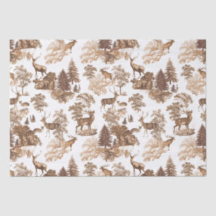 Elegant Vintage Toile Brown Deer in Woodland Tissue Paper
