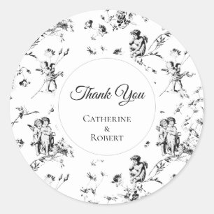 Elegant Vintage Toile Cupid Angels Thank You Classic Round Sticker