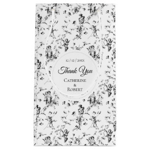 Elegant Vintage Toile Cupid Angels Thank You Small Gift Bag