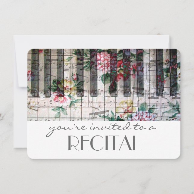 elegant vintage trendy girly music recital invitation (Front)
