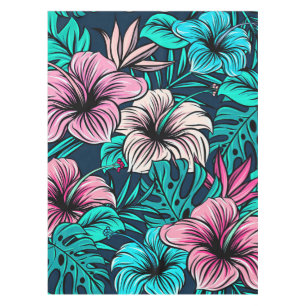 Elegant Vintage Tropical Flowers and Leaves Art   Tablecloth
