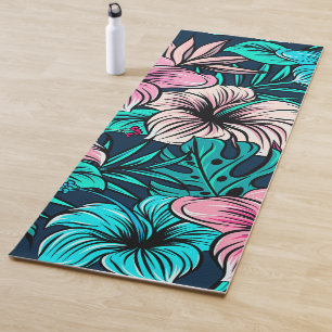 Elegant Vintage Tropical Flowers and Leaves Art Yoga Mat