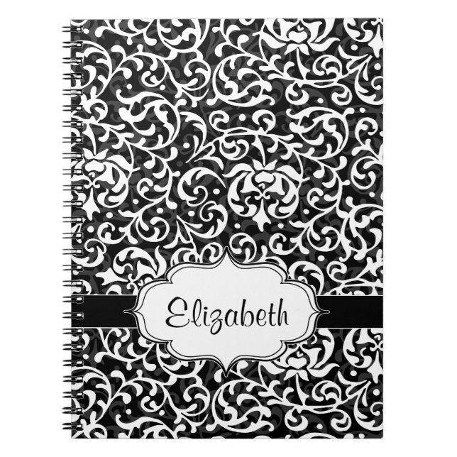Elegant Vintage Tudor Garden Damask Pattern Notebook (Front)