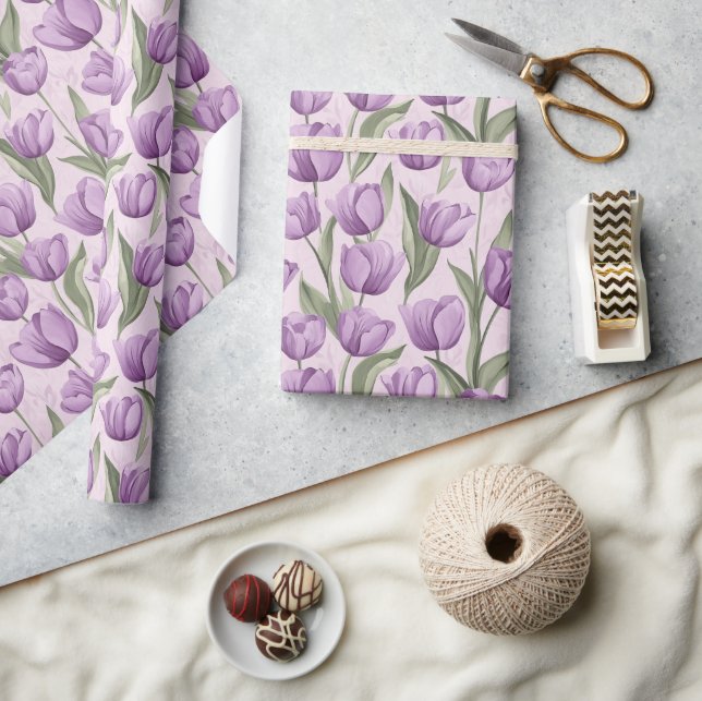 Elegant Vintage Tulip Flower Wrapping Paper (Crafts)