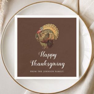 Elegant Vintage Turkey Happy Thanksgiving Napkin