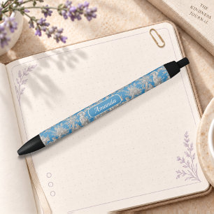 Elegant vintage turquoise toile de jouy black ink pen