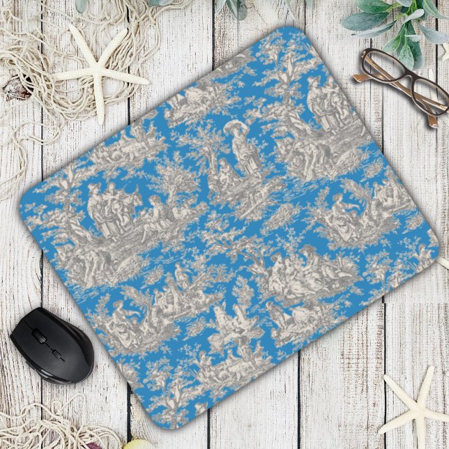 Elegant vintage turquoise toile de jouy  mouse mat (Creator Uploaded)