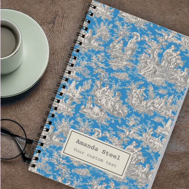 Elegant vintage turquoise toile de jouy notebook (Creator Uploaded)