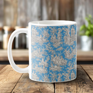 Elegant Vintage Turquoise Toile French Countryside Coffee Mug