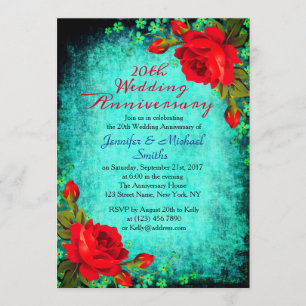 Elegant Vintage Turquoise Wedding Anniversary Invitation