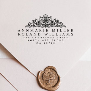 Elegant Vintage Two Last Names Return Address  Self-inking Stamp