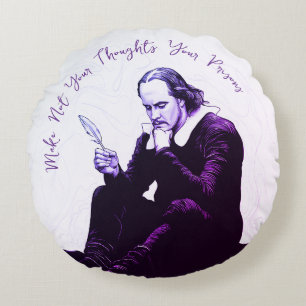 Elegant Vintage Typography Minimalist Purple Round Cushion