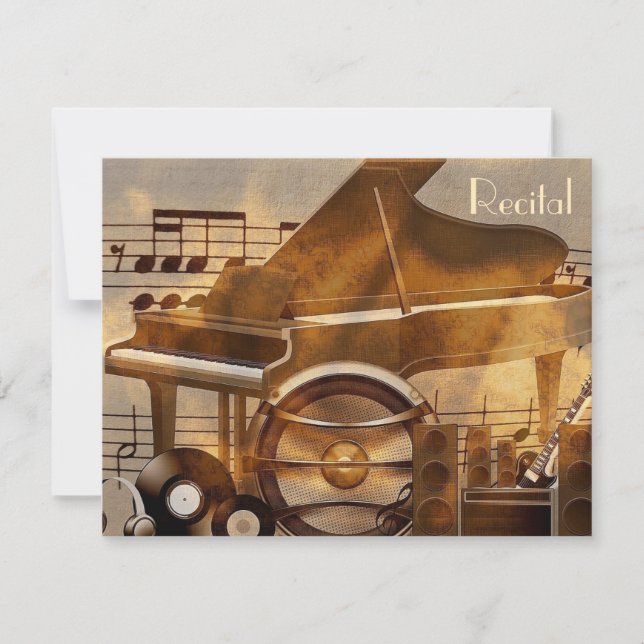 Elegant Vintage Unisex Music Recital Invitations (Front)