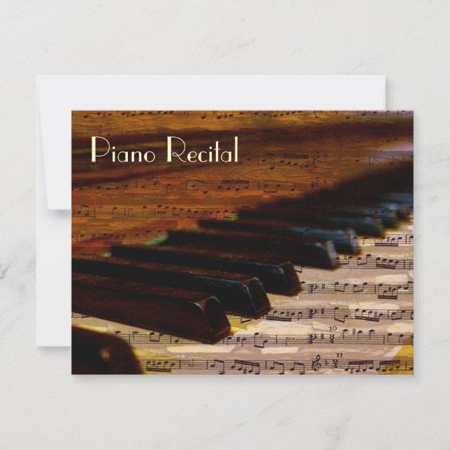 Elegant Vintage Unisex Piano Recital Invitations (Front)