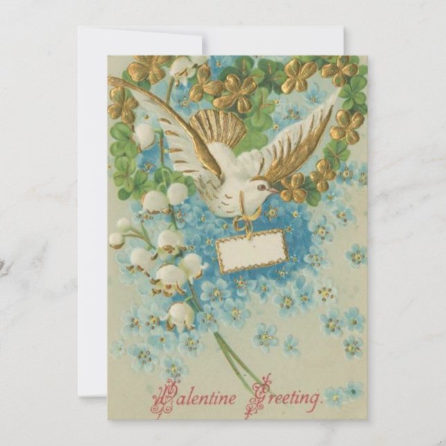 Elegant vintage Valentine bird Holiday Card (Front)