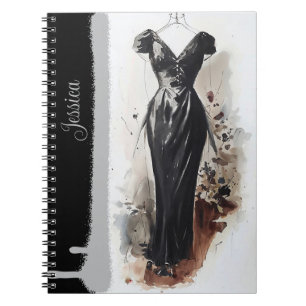 Elegant Vintage Victorian Black and White Dress Notebook