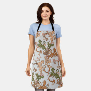 Elegant Vintage Victorian Boho Leaves Background Apron