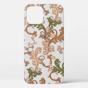 Elegant Vintage Victorian Boho Leaves Background iPhone 12 Pro Case