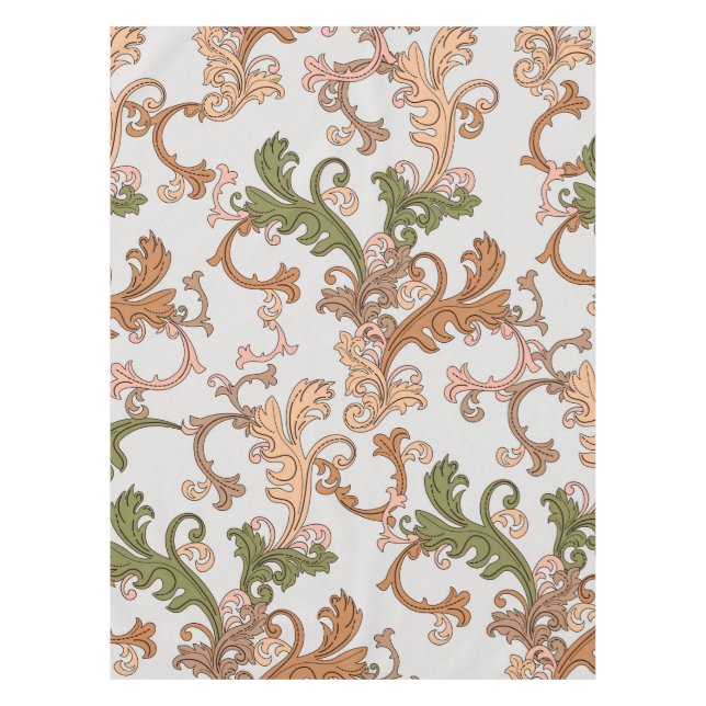 Elegant Vintage Victorian Boho Leaves Background | Tablecloth (Front)