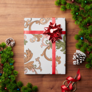 Elegant Vintage Victorian Boho Leaves Background Wrapping Paper
