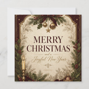 Elegant Vintage Victorian Christmas Greeting Thank You Card
