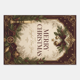 Elegant Vintage Victorian Christmas Greeting Wrapping Paper Sheet