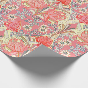 Elegant Vintage Victorian Coral Flowers Pattern Wrapping Paper