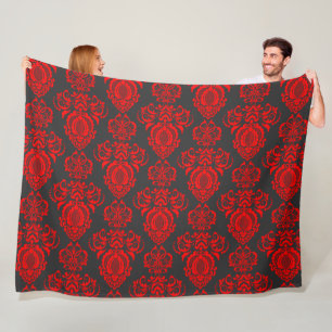 Elegant, Vintage, Victorian Damask Fleece Blanket