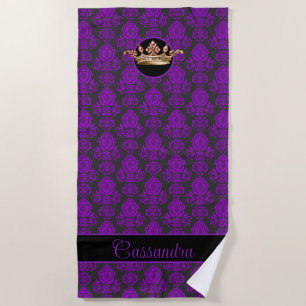 Elegant, Vintage, Victorian Damask Personalised Beach Towel