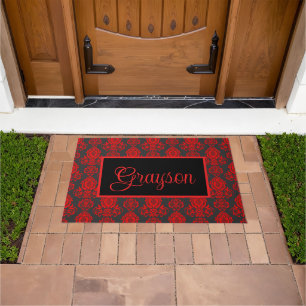 Elegant, Vintage, Victorian Damask Personalised Doormat