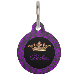 Elegant, Vintage, Victorian Damask Personalised Pet Tag
