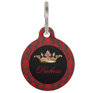 Elegant, Vintage, Victorian Damask Personalised Pet Tag