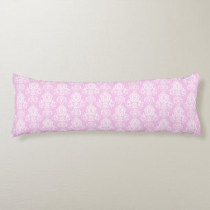 Elegant, Vintage, Victorian Pastel Pink Damask Body Cushion