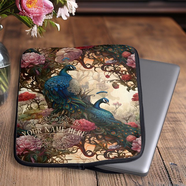  Elegant Vintage Victorian Peacocks Bohemian Laptop Sleeve (Creator Uploaded)