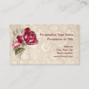 Elegant Vintage Victorian Red Rose Unique  Business Card