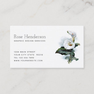 Elegant Vintage Victorian White Calla Lily Business Card