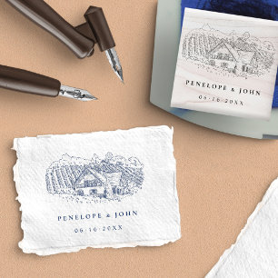Elegant Vintage Vineyard Destination Wedding Rubber Stamp