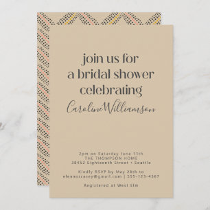 Elegant Vintage Warm Neutral Retro Bridal Shower Invitation