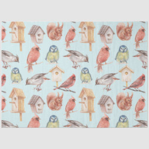 Elegant Vintage Watercolor Cardinal Bird House  Tissue Paper