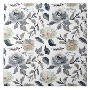 Elegant Vintage Watercolor Floral Botanical Tile