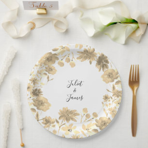 Elegant Vintage Watercolor Floral Design Paper Plate