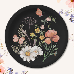 Elegant Vintage Watercolor Floral Paper Plate