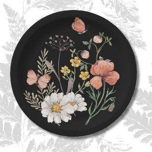 Elegant Vintage Watercolor Floral  Paper Plate