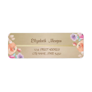 Elegant,Vintage Watercolor Flowers Address Label