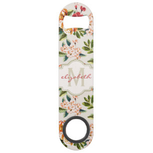 Elegant Vintage Watercolor Flowers Monogrammed