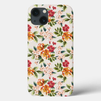 Elegant Vintage Watercolor Flowers Pattern iPhone 13 Case
