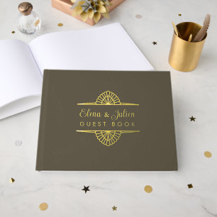 Elegant Vintage Wedding Deep Green Guest Book