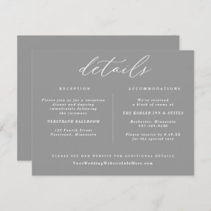 Elegant Vintage Wedding Details Card Grey