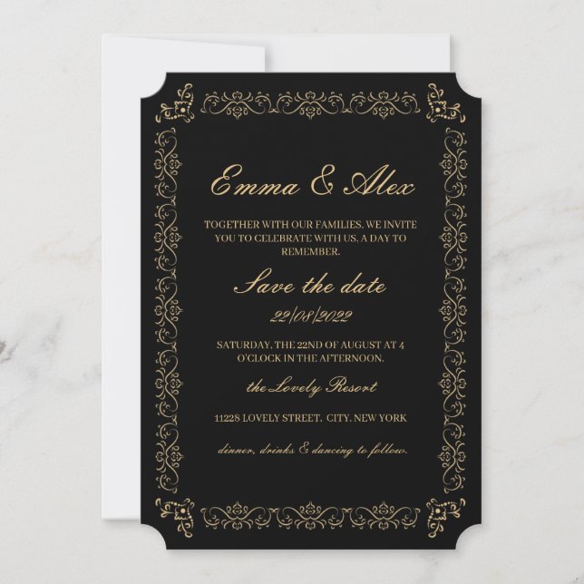 Elegant Vintage Wedding Invitation (Front)